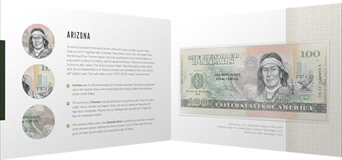 Souvenirschein 100 Dollar Arizona - Der Grand Canyon State- Geschenkidee in attraktiver und hochwertiger Umverpackung von JollyBooks