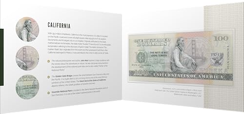 Souvenirschein 100 Dollar California - The Golden State- Geschenkidee in attraktiver und hochwertiger Umverpackung von JollyBooks