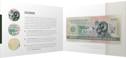 Souvenirschein 100 Dollar Colorado - Der Jahrhundertstaat- Geschenkidee in attraktiver und hochwertiger Umverpackung von JollyBooks