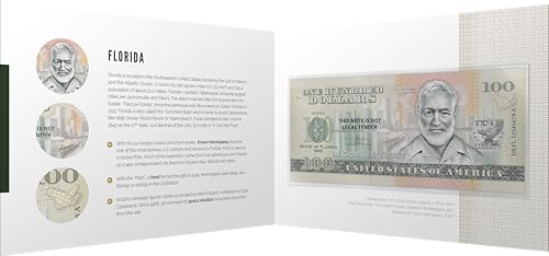 Souvenirschein 100 Dollar Florida - The Sunshine State- Geschenkidee in attraktiver und hochwertiger Umverpackung von JollyBooks