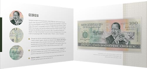 Souvenirschein 100 Dollar Georgia - Empire State of The South- Geschenkidee in attraktiver und hochwertiger Umverpackung von JollyBooks