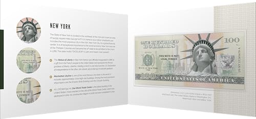 Souvenirschein 100 Dollar New York – Der Staat mit dem Big Apple- Geschenkidee in attraktiver und hochwertiger Umverpackung von JollyBooks