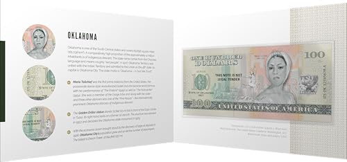 Souvenirschein 100 Dollar Oklahoma - Land der Roten Menschen- Geschenkidee in attraktiver und hochwertiger Umverpackung von JollyBooks
