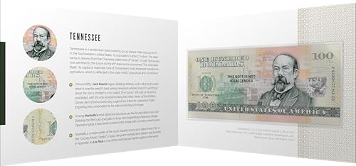 Souvenirschein 100 Dollar Tennessee - Staat der Freiwilligen- Geschenkidee in attraktiver und hochwertiger Umverpackung von JollyBooks