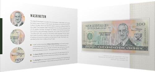 Souvenirschein 100 Dollar Washington - Der immergrüne Staat- Geschenkidee in attraktiver und hochwertiger Umverpackung von JollyBooks