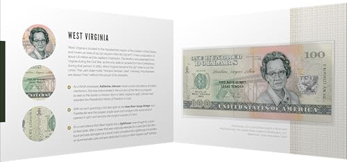 Souvenirschein 100 Dollar West Virginia - The Mountain State- Geschenkidee in attraktiver und hochwertiger Umverpackung von JollyBooks