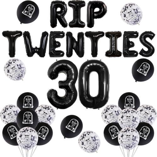 Jollyboom 30 Geburtstag Dekorationen Schwarz, Rip Twenties für Frauen Männer, Schwarz to My 20s Luftballons Tod 30 Folienballon Him Her Funny Thirty Party Jollyboom 30 Geburtstag Dekorationen Schwarz, Rip Twenties für Frauen Männer, Schwarz to My 20s Luftballons Tod 30 Folienballon Him Her Funny Thirty Party von Jollyboom