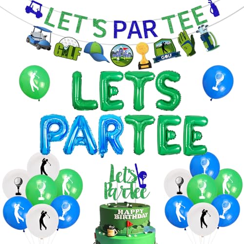 Golf Party Dekorationen, Lets Partee Ballon Banner Folienballon Golf Thema Luftballons Kuchen Topper Golf Folienballon für Junge Männer Geburtstag Ruhestand Party Golf Sport Club Dekorationen von Jollyboom