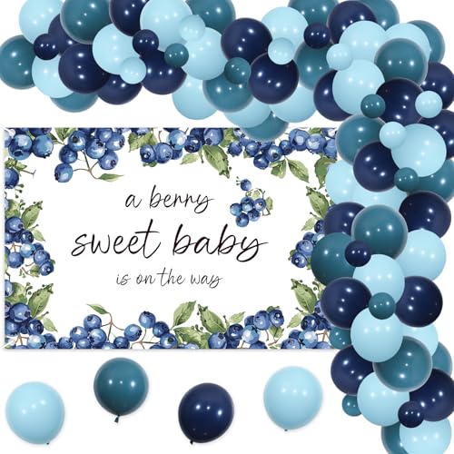Jollyboom Blueberry Babyparty-Dekorationen, "A Berry Sweet Baby is on the Way" Hintergrund Ballonbogen-Set für Fruchtthemen, Beeren, süße Babyparty, Geschlechtsoffenbarung, Party-Dekoration Jollyboom Blueberry Babyparty-Dekorationen, "A Berry Sweet Baby is on the Way" Hintergrund Ballonbogen-Set für Fruchtthemen, Beeren, süße Babyparty, Geschlechtsoffenbarung, Party-Dekoration von Jollyboom