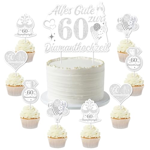 Jollyboom Diamant Hochzeit Deko, Diamant Hochzeit Tortendeko Alles Gute Zum 60 Hochzeitstag Torten Deko Tortenaufsatz Cupcake Topper Silber für 60 Jahre Diamantenehochzeit Jubiläum Geburtstag Deko Jollyboom Diamant Hochzeit Deko, Diamant Hochzeit Tortendeko Alles Gute Zum 60 Hochzeitstag Torten Deko Tortenaufsatz Cupcake Topper Silber für 60 Jahre Diamantenehochzeit Jubiläum Geburtstag Deko von Jollyboom