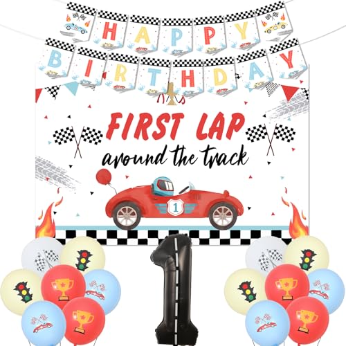 Jollyboom First Lap Around The Track Geburtstagsdekorationen, Rennwagen 1. Geburtstag Dekoration Hintergrund Banner 1 Folienballon Retro Pastell Auto Luftballons 1 Folienballon für Jungen Fast One Jollyboom First Lap Around The Track Geburtstagsdekorationen, Rennwagen 1. Geburtstag Dekoration Hintergrund Banner 1 Folienballon Retro Pastell Auto Luftballons 1 Folienballon für Jungen Fast One von Jollyboom