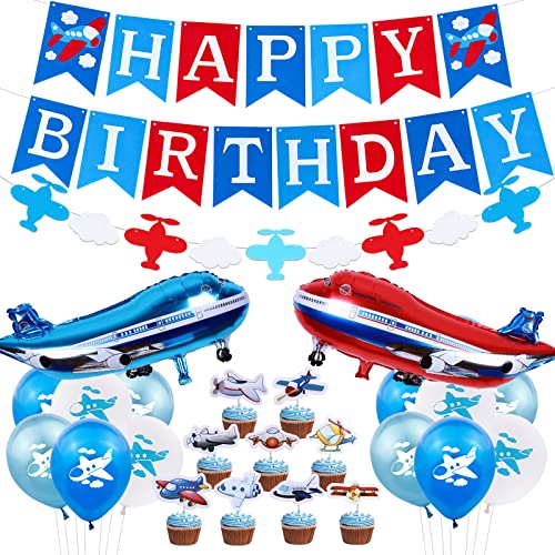 Jollyboom Flugzeug Party Dekorationen Zeit vergeht Geburtstagsfeier Lieferungen Vintage Flugzeug und Wolken Girlande Banner für Männer Erwachsene oder Baby-Dusche von Jollyboom