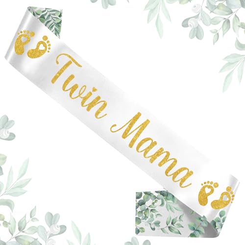 Jollyboom Greenery Twins Babyparty-Dekorationen, salbeigrün Twin Mama Schärpe für Zwillinge, neutrale Babyparty, Geschlechtsoffenbarung, Party-Dekorationen, schwangere Mutter, Geschenk Jollyboom Greenery Twins Babyparty-Dekorationen, salbeigrün Twin Mama Schärpe für Zwillinge, neutrale Babyparty, Geschlechtsoffenbarung, Party-Dekorationen, schwangere Mutter, Geschenk von Jollyboom