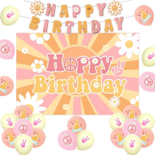 Jollyboom Groovy Hippy Boho Happy Birthday Hintergrund Banner Gänseblümchen Girlande Blume Power Ballons für Retro Hippie 1960er 70er Jahre Party Supplies Jollyboom Groovy Hippy Boho Happy Birthday Hintergrund Banner Gänseblümchen Girlande Blume Power Ballons für Retro Hippie 1960er 70er Jahre Party Supplies von Jollyboom