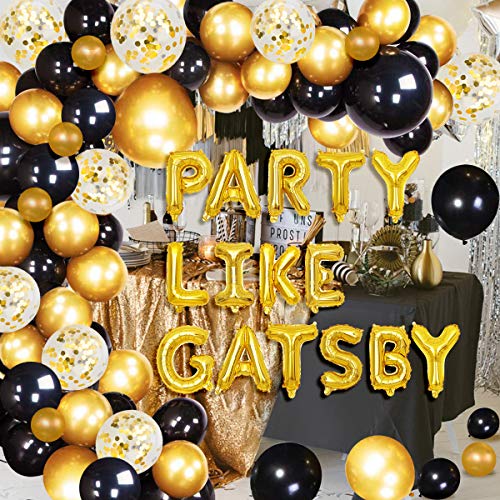 Gatsby Party Dekoration Great Gatsby Party Deko Party Like Gatsby Decoration Black Gold Balloons Garland Kit Schwarzer Goldballon Roaring 20s der Große Gatsby Vintage 1920s Party Deko von Jollyboom