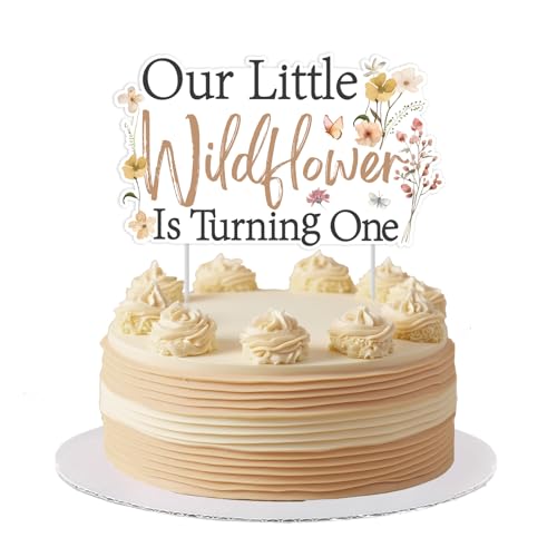 Jollyboom Kuchendekoration für den ersten Geburtstag, Wildblumen, 36 Stück, Boho, unsere kleine Wildblume dreht sich eins, Tischdekoration, Kuchenaufsatz für Blumengeburtstag, Party-Mädchen von Jollyboom