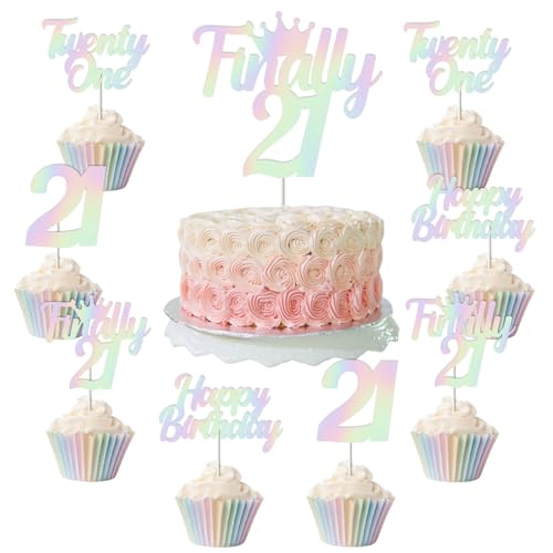 Jollyboom Schillernde Dekorationen zum 21. Geburtstag, Mädchen, 24 Stück, schillerndes Thema, Endlich 21, Kuchendekorationen für Endliche 21 Jahre alte Geburtstagsparty-Zubehör Jollyboom Schillernde Dekorationen zum 21. Geburtstag, Mädchen, 24 Stück, schillerndes Thema, Endlich 21, Kuchendekorationen für Endliche 21 Jahre alte Geburtstagsparty-Zubehör von Jollyboom
