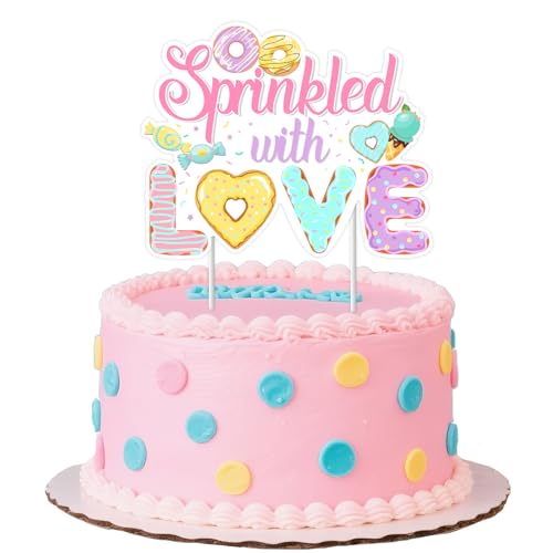 Jollyboom Streut mit Liebe Babyparty-Dekorationen Mädchen, Donut-Eiscreme-Kuchenaufsatz, doppelseitig, für Willkommens-Baby, Geschlechtsoffenbarung, Schwangerschaftsgeschenk, Party Jollyboom Streut mit Liebe Babyparty-Dekorationen Mädchen, Donut-Eiscreme-Kuchenaufsatz, doppelseitig, für Willkommens-Baby, Geschlechtsoffenbarung, Schwangerschaftsgeschenk, Party von Jollyboom