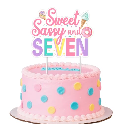 Jollyboom Sweet Sassy and Seven Birthday Decorations Girls, Donut Ice Cream 7th Birthday Decorations Cake Topper Double-Sided for 7 Year Old Girl Bday Party Jollyboom Sweet Sassy and Seven Birthday Decorations Girls, Donut Ice Cream 7th Birthday Decorations Cake Topper Double-Sided for 7 Year Old Girl Bday Party von Jollyboom
