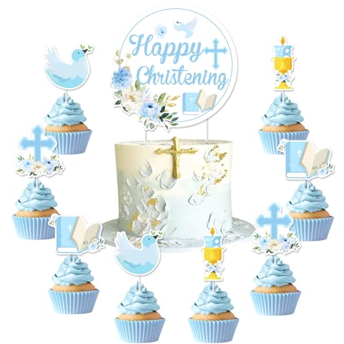 Jollyboom Taufdekorationen für Jungen, Happy Christening Cake Cupcake Toppers Blau Taufe Kuchen Dekorationen für Baby Taufe an Ihrem Taufe Heilige Erstkommunion Party Supplies Jollyboom Taufdekorationen für Jungen, Happy Christening Cake Cupcake Toppers Blau Taufe Kuchen Dekorationen für Baby Taufe an Ihrem Taufe Heilige Erstkommunion Party Supplies von Jollyboom