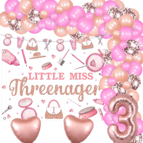 Jollyboom Threenager 3rd Birthday Decorations Girl, Little Miss Threenager Backdrop Lipstick Blush Garland 3 Heart Foil Balloon Rose Gold Pink Balloon Arch for 3 Year Old Girls Makeup Birthday Party Jollyboom Threenager 3rd Birthday Decorations Girl, Little Miss Threenager Backdrop Lipstick Blush Garland 3 Heart Foil Balloon Rose Gold Pink Balloon Arch for 3 Year Old Girls Makeup Birthday Party von Jollyboom