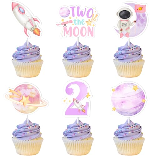 Jollyboom Two The Moon Geburtstagsdekorationen Cupcake Topper, Weltraum 2. Geburtstag Party Dekoration Cupcake Topper Rosa Planet Rakete für Mädchen Galaxy Sonnensystem Geburtstagsfeier Jollyboom Two The Moon Geburtstagsdekorationen Cupcake Topper, Weltraum 2. Geburtstag Party Dekoration Cupcake Topper Rosa Planet Rakete für Mädchen Galaxy Sonnensystem Geburtstagsfeier von Jollyboom