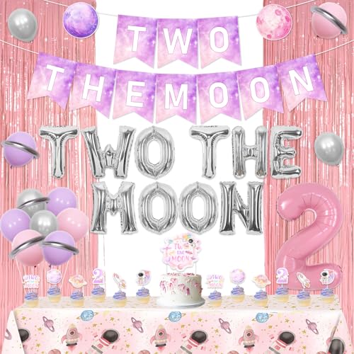 Jollyboom Two The Moon Geburtstagsdekorationen Mädchen, Weltraum 2. Geburtstag Banner Zwei Der Mond Kuchen Cupcake Toppers Rosa Astronaut Tischdecke Folienfransen 2 Ballon für Weltraum Thema 2 Jollyboom Two The Moon Geburtstagsdekorationen Mädchen, Weltraum 2. Geburtstag Banner Zwei Der Mond Kuchen Cupcake Toppers Rosa Astronaut Tischdecke Folienfransen 2 Ballon für Weltraum Thema 2 von Jollyboom