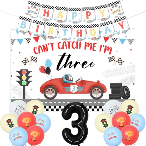 Jollyboom Vintage Race Car 3rd Birthday Decorations for Boys, Can't Catch Me I'm Three Backdrop Happy Birthday Banner Retro Pastell Car Balloons 3 Foil Balloon for Boys Race Car Themed Birthday Party Jollyboom Vintage Race Car 3rd Birthday Decorations for Boys, Can't Catch Me I'm Three Backdrop Happy Birthday Banner Retro Pastell Car Balloons 3 Foil Balloon for Boys Race Car Themed Birthday Party von Jollyboom