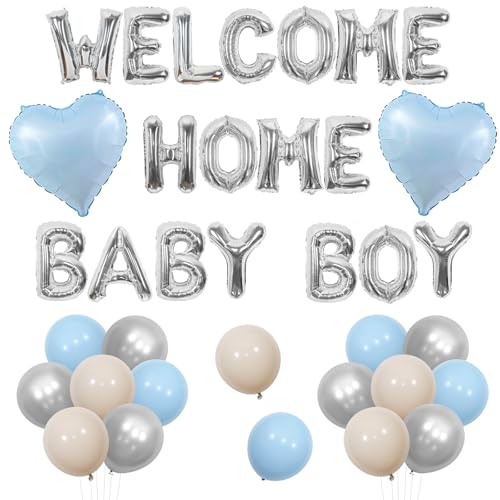 Jollyboom Welcome Home Baby Boy Dekorationen - Blau Silber Welcome Home Banner mit Luftballons für Jungen Neugeborene Geburtstagsfeier oder Babyparty Jollyboom Welcome Home Baby Boy Dekorationen - Blau Silber Welcome Home Banner mit Luftballons für Jungen Neugeborene Geburtstagsfeier oder Babyparty von Jollyboom
