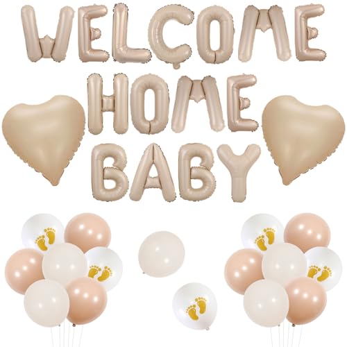 Jollyboom Welcome Home Baby Dekorationen, Neutral Beige Welcome Home Baby Ballon Banner Baby Creme Weiß Luftballons Herz Folienballons für Jungen Mädchen Neugeborene Geburtstag Party Babyparty Jollyboom Welcome Home Baby Dekorationen, Neutral Beige Welcome Home Baby Ballon Banner Baby Creme Weiß Luftballons Herz Folienballons für Jungen Mädchen Neugeborene Geburtstag Party Babyparty von Jollyboom