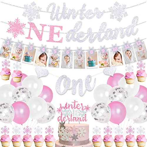 Jollyboom Winter Onederland 1st Birthday Decoraitons for Girls Pink Snowflake First Birthday Party Supplies Snowflake Photo Banner Onederland Banner Cake Topper Highchair Banner for Winter Party Jollyboom Winter Onederland 1st Birthday Decoraitons for Girls Pink Snowflake First Birthday Party Supplies Snowflake Photo Banner Onederland Banner Cake Topper Highchair Banner for Winter Party von Jollyboom