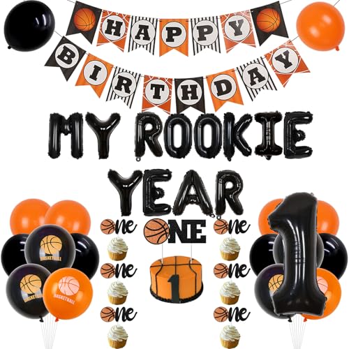 My Rookie Year 1st Birthday Decorations, Basketball Theme Birthday Party with Basketball One Cake Toppers Birthday Happy Birthday Banner Number 1 Basketball Balloon for Basketball Theme 1st Birthday My Rookie Year 1st Birthday Decorations, Basketball Theme Birthday Party with Basketball One Cake Toppers Birthday Happy Birthday Banner Number 1 Basketball Balloon for Basketball Theme 1st Birthday von Jollyboom