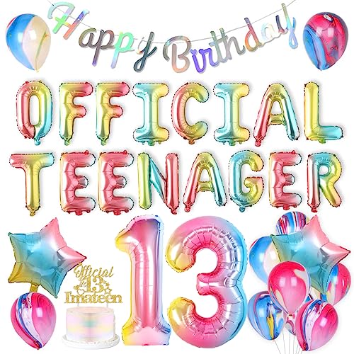 Regenbogen 13 Geburtstag Dekorationen für Mädchen Offizielle Teenager Geburtstag Party Dekoration Supplies - Schillerndes Happy Birthday Banner Pastell Nummer 13 Folienballon Offizieller Teenager Cake Regenbogen 13 Geburtstag Dekorationen für Mädchen Offizielle Teenager Geburtstag Party Dekoration Supplies - Schillerndes Happy Birthday Banner Pastell Nummer 13 Folienballon Offizieller Teenager Cake von Jollyboom