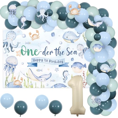 Jollyboom Under the Sea 1st Birthday Decoration Junge, Oneder Decorations Backdrop Ocean Animal Stickers Balloon Arch Kit Number 1 Foil for Boy Underwater Party Jollyboom Under the Sea 1st Birthday Decoration Junge, Oneder Decorations Backdrop Ocean Animal Stickers Balloon Arch Kit Number 1 Foil for Boy Underwater Party von Jollyboom