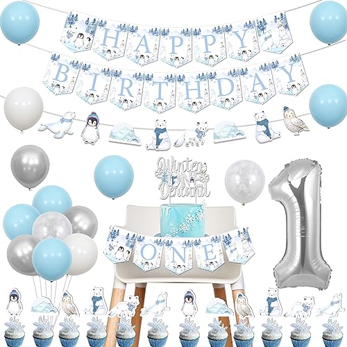 Winter Onederland 1 Geburtstag Dekorationen, Arktische Polartier Dekoration Banner Girlande Kuchen Cupcake Toppers Ein Hochstuhl Banner Nummer 1 Folienballon Blau Luftballons für Jungen Mädchen Erster Winter Onederland 1 Geburtstag Dekorationen, Arktische Polartier Dekoration Banner Girlande Kuchen Cupcake Toppers Ein Hochstuhl Banner Nummer 1 Folienballon Blau Luftballons für Jungen Mädchen Erster von Jollyboom