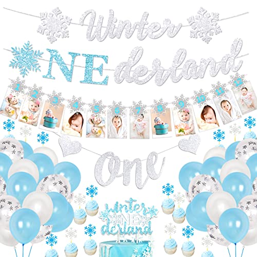Winter Onederland 1st Birthday Decorations Boy Blue and Sliver Snowflake 1st Birthday Party Supplies with Snowflake Photo Banner Winter Onederland Banner Cake Topper Highchair Banner for Winter Party Winter Onederland 1st Birthday Decorations Boy Blue and Sliver Snowflake 1st Birthday Party Supplies with Snowflake Photo Banner Winter Onederland Banner Cake Topper Highchair Banner for Winter Party von Jollyboom