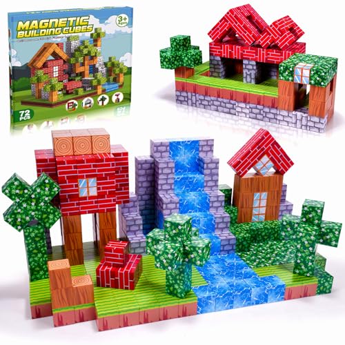 JoltJive Magnetische Bausteine, Baue Mine Magnet Welt Set, Magnetische Spielzeug für Jungen und Mädchen ab 1 2 3 4 5 6 Jahre, Kreative Kinder Spielzeug, Geburtstagsgeschenk für Kinder ab 3-12 Jahre von JoltJive