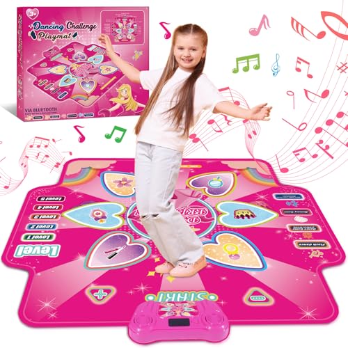 JoltJive Tanzmatte,Leuchtende Tanzmatte Geschenk für Mädchen,Alter 3 4 5 6 7 8 9 10 11 12+ Jahre,Tanzmatte mit LED-Leuchten,4 Spielmodi, 5 Schwierigkeitsstufen,Geburtstag Weihnachten Spielzeug von JoltJive