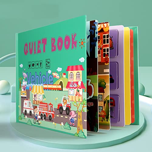 Jolyeictor Montessori Busy Book,Activity Board,Interactive Busy Book,Toys Busy Book,Educational Toy Books,Quiet Book Paste Book for Children,Montessori Spielzeug (Transport) von Jolyeictor