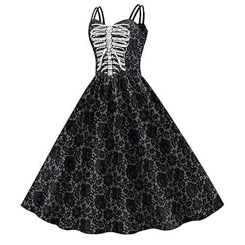 Jomewory Gothic-Damenkleid, Gothic-Stil, Halloween, Cosplay, Kostüm, Outfit, weich, Halloween, Gothic, Sling-Kleid für Damen von Jomewory