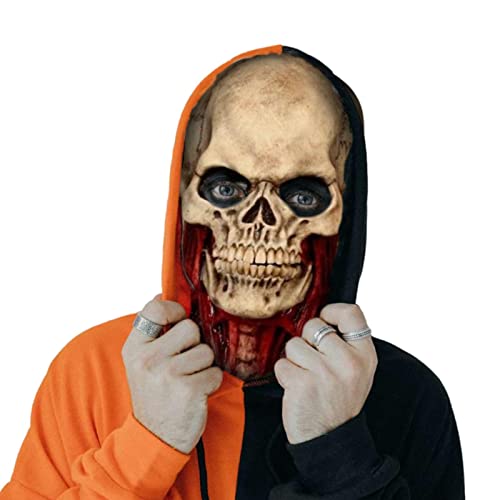 Jomewory Gruseliger Halloween-Vollkopf-Schädel – Halloween Gruseliger Totenkopf-Requisite | Totenkopf-Requisite für Erwachsene Party Cosplay Kostüm von Jomewory