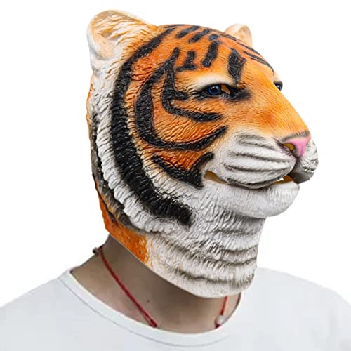 Jomewory Halloween-Tigerkopf-Gesichtsbedeckung | Gruseliger Tigerkopf für Cosplay-Partys, Tierkopfbedeckungen für Halloween, Karneval, Maskerade von Jomewory