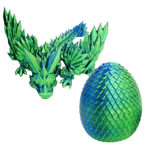 Jomewory Kristalldrache mit Drachenei, 3D-gedrucktes bewegliches Drachenei,Realistisches Kristalldrachenspielzeug | Kreative bewegliche Gelenke Fidget Articulated Home Decor für Drachenliebhaber von Jomewory