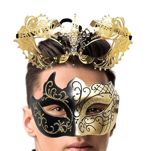 Jomewory Maskenkostüm,Paar-Maskerade-Maskenset | 2X Vintage Gesichtsbedeckungen - Kostüm-Maske-Party-Zubehör, Paar-Gesichtsbedeckungen-Set für Bühnenauftritte Jomewory Maskenkostüm,Paar-Maskerade-Maskenset | 2X Vintage Gesichtsbedeckungen - Kostüm-Maske-Party-Zubehör, Paar-Gesichtsbedeckungen-Set für Bühnenauftritte von Jomewory