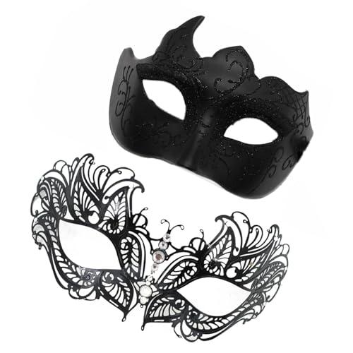 Jomewory Paar-Maskerade-Maske-Set,Maskerade-Maske-Paare-Set,2X Retro Gesichtsbedeckung - Kostüm-Maske-Party-Zubehör, Paar-Gesichtsbedeckungen-Set für Bühnenauftritte Jomewory Paar-Maskerade-Maske-Set,Maskerade-Maske-Paare-Set,2X Retro Gesichtsbedeckung - Kostüm-Maske-Party-Zubehör, Paar-Gesichtsbedeckungen-Set für Bühnenauftritte von Jomewory