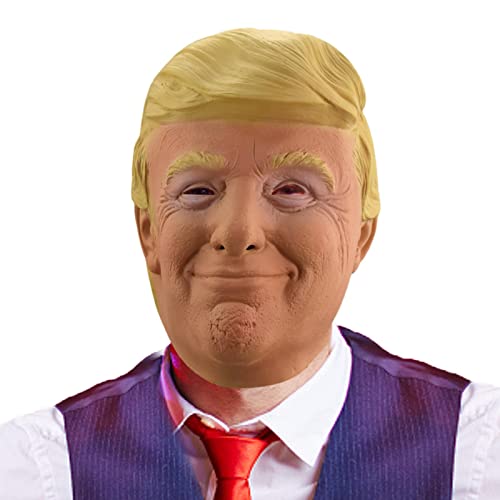 Jomewory Trump-Kostüm-Gesichtsbedeckung, lustige Halloween-Gesichtsbedeckung, Trump-Kopfbedeckung, Ganzkörper-Kopfbedeckung für Halloween, Latex-Kopfbedeckungen für Erwachsene, 2 Stück von Jomewory