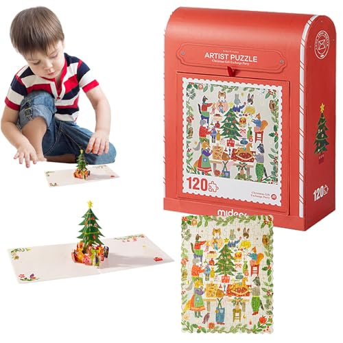 Jomewory Urlaubs-Puzzles – 120 Teile Puzzles zum Thema Weihnachten – Weihnachtsspielzeug für Jungen und Mädchen im Alter von 4 bis 6 Jahren, Puzzle für Anfänger, Lernspielzeug, von Jomewory