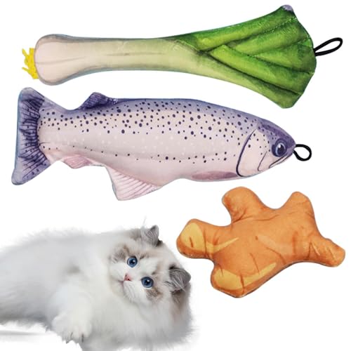 Katzenminze-Spielzeug, Katzenspielzeug, Katzenminze-Fischspielzeug - Katzenminzespielzeug Weiches Katzenspielzeug | Bissfestes Katzenminze-Zahnreinigungsspielzeug, Plüsch-Cartoon-Fisch-Katzen-Kauspiel von Jomewory