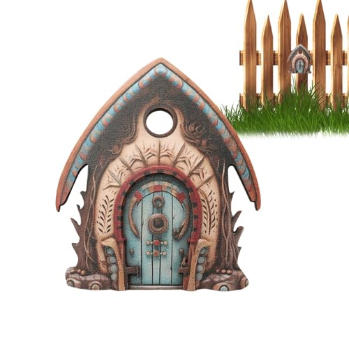 Miniaturtür,Feentür - Kreative Feengarten-Miniaturtür aus Holz | Elfen-Türdekoration, Mini-Feengarten-Zubehör, Baumstumpf-Dekorationen für die Außendekoration von Jomewory