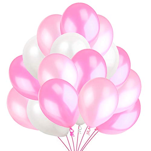 100 Luftballons Rosa Weiß Pink Ballon Premiumqualität 30 cm Partyballon Deko Pink. Dekoration fur Geburtstag, Baby Shower, Baby Dusche Party von Jonami